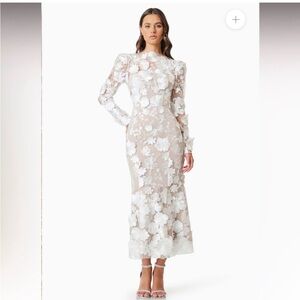 elliatt shannon white 3d floral embellished midi bridal wedding dress small